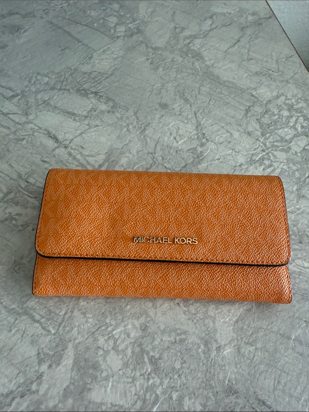 Michael Kors Cognac Pebbled Leather Continental Wallet